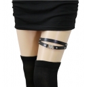 New stylish and sexy punk-inspired heart-shaped rhinestone leather thigh ring with double-layered heart-shaped elastic garter belt