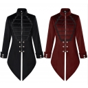 Medieval retro stand-up collar swallowtail coat, European and American style gothic top with dark pattern, Halloween vampire theme.