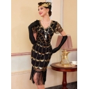 European and American popular plus size 1920 retro sequined dress with hand-beaded tassels, Gatsby dress