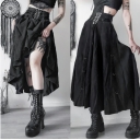 2025 Spring/Summer New Gothic Dark Style Sexy Slim Fit Lace-up Two-Way A-line Skirt for Women