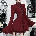 Dark plaid shirt dress, 2025 new gothic style music festival punk dress outfit.