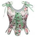 2026 New Women's European and American Court Style Zipper Bra for Outerwear, French Print Layered Vest for Performance Costume