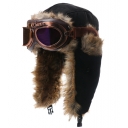 Harley-style suede goggles, Lei Feng hat, outdoor sports adult hat, retro classic windproof and warm hat.