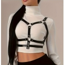 European and American punk style adjustable metal buckle leather belt, suspender strap, chest strap, waist belt integrated body accessory matching