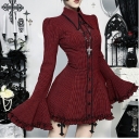 Dark plaid shirt dress, 2025 new gothic style music festival punk dress outfit.