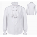 New European and American men's pleated shirt medieval clothing steampunk Victorian top inner wear