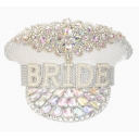 European and American party rhinestone bride hat white sequin wide brim hat letter bride party hat holiday big cap