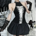 Dark Gothic style halter neck strappy vest dress New fashion personality street dress for women