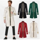 New Halloween Men's Coat Solid Color Fashion Steampunk Retro Stand Collar Uniform Performance