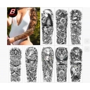Black new full arm waterproof tattoo stickers European and American flower arm Indian big arm tattoo stickers tattoo