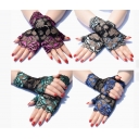 Short summer thin two-color lace sun protection half-finger gloves for women Cycling anti-ultraviolet dance performance gloves