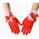 Women's Christmas Gloves Cute Feather Bell Christmas Set Gloves Elastic Milk Silk Gloves