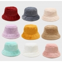 Hot sale pure color simple imitation rabbit fur fisherman hat autumn and winter outdoor warm plush bucket hat