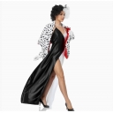Halloween black and white witch cos Cruella shawl cape Dalmatian cape wig gloves necklace party dress (single skirt)