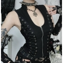 Dark Gothic style tie waist zipper vest 2025 new fashion personality vest tops for women