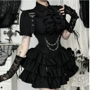 Dark Gothic style royal sister temperament ruffle dress 2025 new personality punk short skirt female