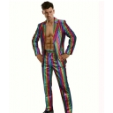 Men's sequined gold-stamped suit disco cos party stage nightclub shiny cool performance suit