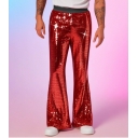2025 Summer New European and American Sequin Silver Flared Trousers Stage Performance Casual Pants