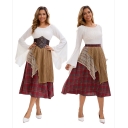 2025 summer new irregular word plaid long skirt splicing skirt retro niche design sense literary