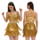 New European and American adult female Latin dance sequined tassel skirt dance stage performance costume sexy suspender skirt suit
