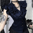 Dark Gothic V-neck shirt tops 2025 new sexy hot girl slim waist shirt for women