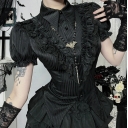 Dark Gothic Style Ice Striped Satin Shirt 2025 New Sexy Slim Fit Hottie Tops for Women