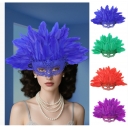 Halloween carnival cosplay party half face mask black peacock feather mask masquerade