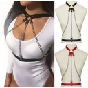 European and American jewelry Fashionable PU leather bondage collar waist chain Sexy hip-hop nightclub performance body chain