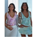 European and American new v-neck sequined camisole aliexpress shiny sexy casual top