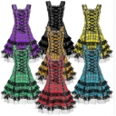 Gothic style cross tie slim lace dress short medieval role play costume