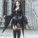 Dark trumpet sleeve irregular lace blouse 2025 new gothic style clothing
