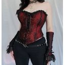 Dark red lace fishbone tube top Sexy hot girl lace waist slimming strap top for women