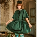 Halloween costume dark green maid costume cosplay party dress bat headdress