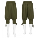 European and American retro Renaissance bloomers medieval lace-up leggings over the knee elastic waist shorts