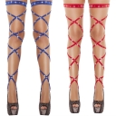 European and American ladies' sexy hot diamond hot sale strap sexy temptation multi-color hollow cross strap socks