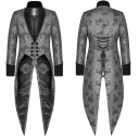 Fashion Men's Gothic Steampunk Tailcoat Jacket Black Brocade Damask Wedding Jacquard Coat