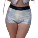 Bright leather stage performance costumes Sexy hot pants hot gold patent leather high waist shorts