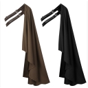 Steampunk Cape Half Shoulder Cloak with Belt Black Cape Cloak Medieval Halloween Costume