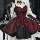 Dark red rose jacquard suspender skirt 2025 new gothic style black and red jacquard dress for women