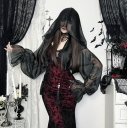 Dark witch season black hooded cardigan 2025 new Halloween gothic style cardigan top