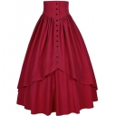 Medieval Renaissance Victorian Gothic irregular pleated lace Halloween retro maxi skirt