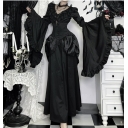 Dark lace patchwork sleeve top 2025 new Gothic Lolita slim fit versatile shirt