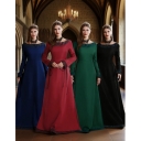 European and American hot-selling women's clothing 2025 medieval retro dress women's long-sleeved performance costume