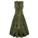 2025 Halloween Costume Medieval Renaissance Court Style Short Sleeve Knit Drawstring Dress Beer Skirt