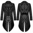 Fashion Men's Gothic Steampunk Tailcoat Jacket Black Brocade Damask Wedding Coat Gothic Style Halloween