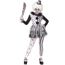 Halloween black and white striped scary clown costume, party killer clown cosplay outfit