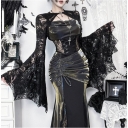 Dark series trumpet sleeve lace cardigan 2025 new gothic lace sexy hot girl all-match top