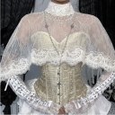 Dark stand collar cape short top 2025 new gothic style pure sweet spicy lace blouse for women