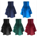 Hot sale Steampunk Renaissance Pirate Irregular Ruffle Lace-up Skirt