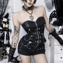 Dark-themed beer-buckle chain strapless top, 2026 new gothic style sexy hot girl strapless top for women.